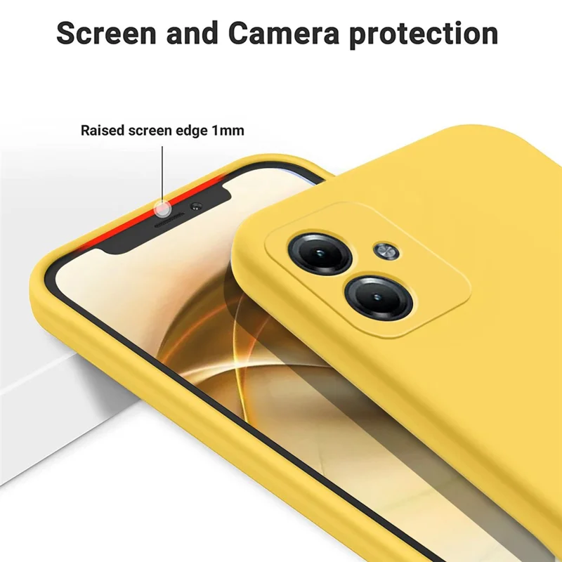 For Motorola Moto G54 5G Case Liquid Silicone Phone Shell Anti-Scratch Phone Cover with Strap - Yellow