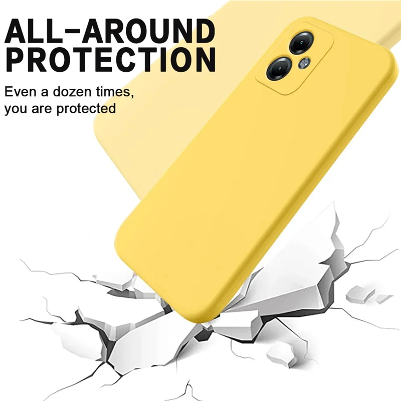 For Motorola Moto G54 5G Case Liquid Silicone Phone Shell Anti-Scratch Phone Cover with Strap - Yellow