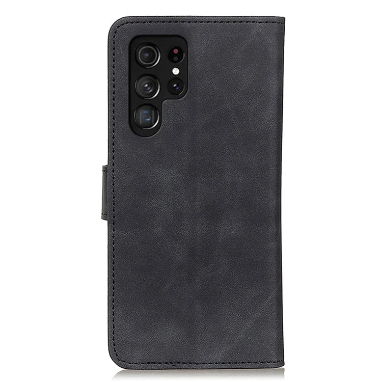 KHAZNEH Чехол для Samsung Galaxy S24 Ultra Phone Case Retro Texture Wallet Stand Cover - Черный