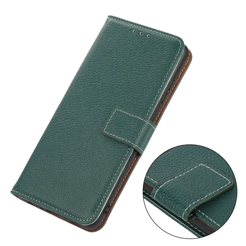For Samsung Galaxy S24 Ultra Case Litchi Texture Wallet Leather Cover - Blackish Green