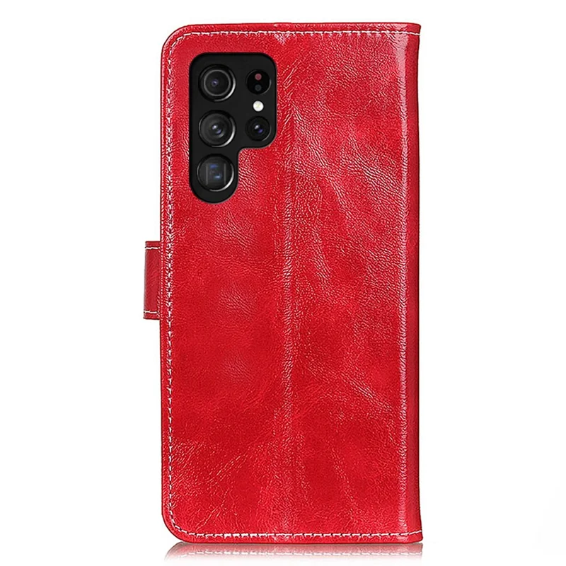For Samsung Galaxy S24 Ultra Phone Case Wallet Anti-drop Stand Cover - Red