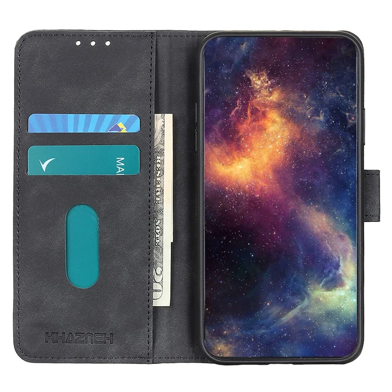 KHAZNEH til Samsung Galaxy S25 / S24 Taske Retro struktureret Læderdæksel med Wallet - Sort