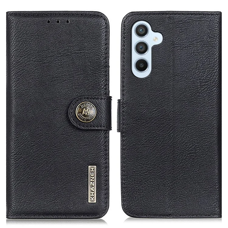KHAZNEH Para Samsung Galaxy S25 / S24 Case Cowhide Texture Phone Leather Cover - Black
