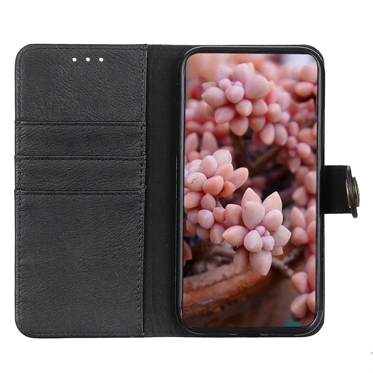 KHAZNEH Para Samsung Galaxy S25 / S24 Case Cowhide Texture Phone Leather Cover - Black