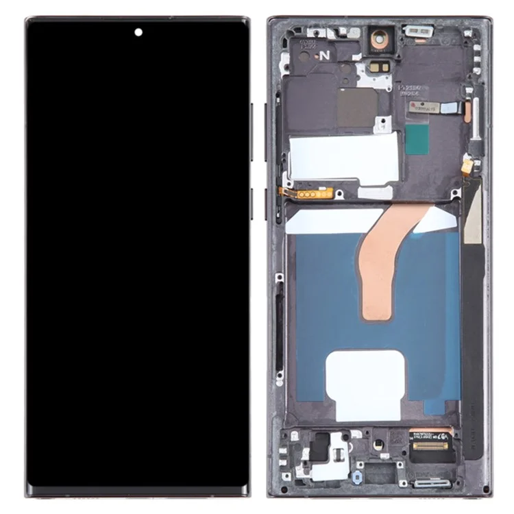 Para Samsung Galaxy S22 Ultra 5G S908 Grado C OLED Pantalla y Digitalizador Montaje + Marco (sin Logotipo) - Negro