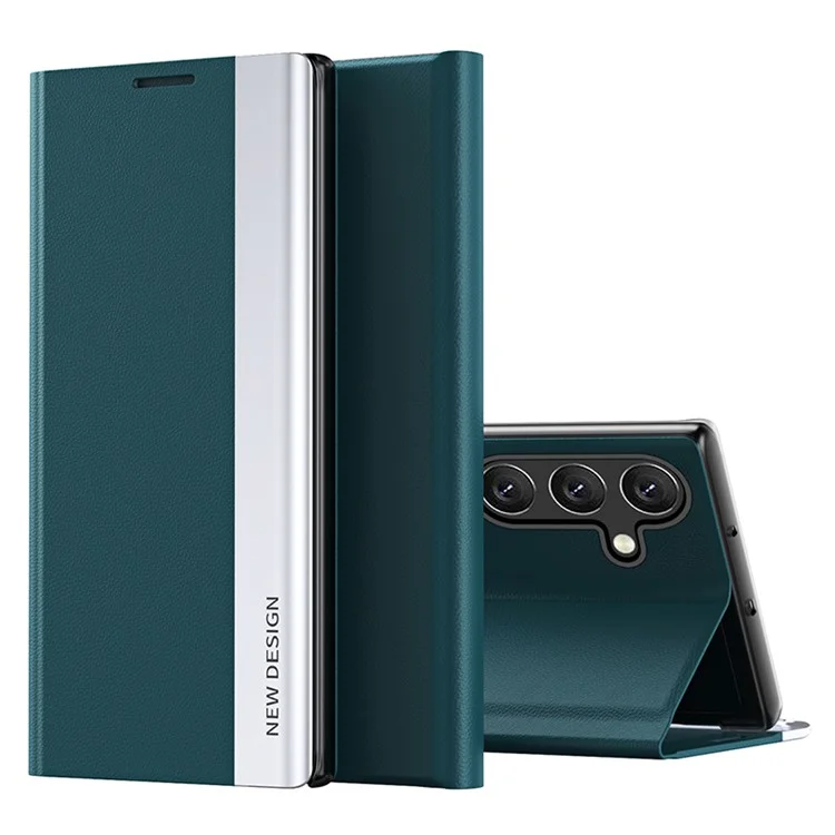 Para Samsung Galaxy A15 4G Case PU Leather Stand Electroplating Phone Cover - Verde