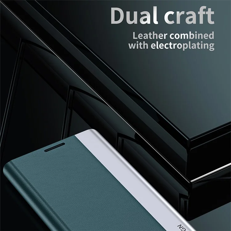 Para Samsung Galaxy A15 4G Case PU Leather Stand Electroplating Phone Cover - Verde