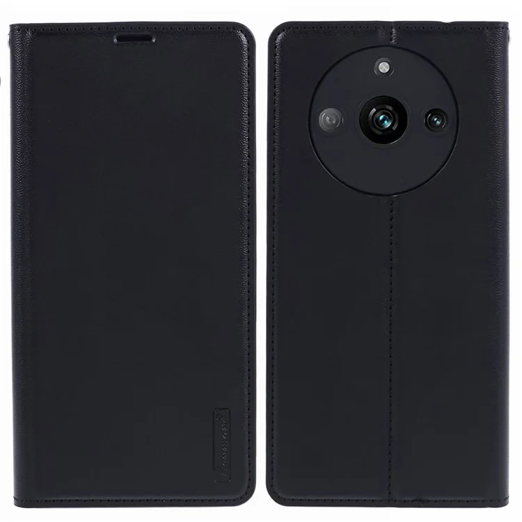 HANMAN Minuo Series For Realme 11 Pro 5G / 11 Pro+ 5G Funda Cartera de Cuero con Soporte - Negro