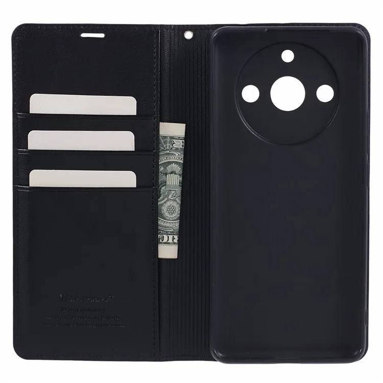 HANMAN Minuo Series For Realme 11 Pro 5G / 11 Pro+ 5G Funda Cartera de Cuero con Soporte - Negro