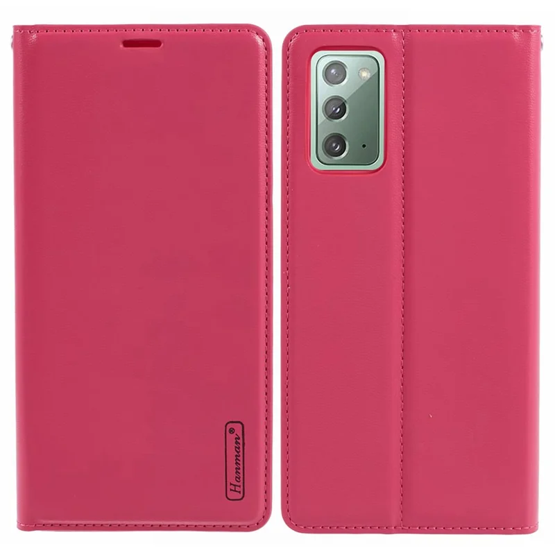 HANMAN Minuo Series For Samsung Galaxy Note20 / Note20 5G Case PU Leather Phone Cover - Rose