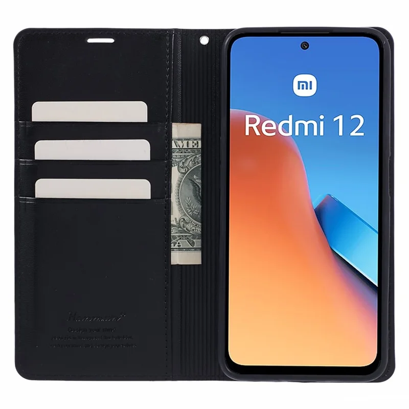 Serie Hanman Minuo Per Xiaomi Redmi 12 4G / 5g / Redmi Note 12R 5G / Poco M6 Pro 5G Case Caffermento Coperchio - Nero