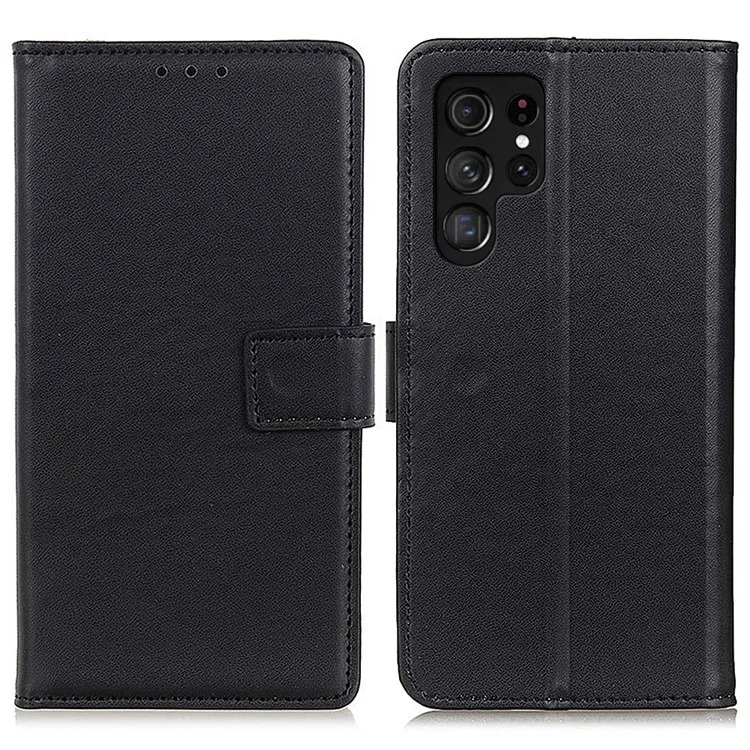 Für Samsung Galaxy S24 Ultra Case Anti-Scratch Handyhülle Wallet PU Leder Ständer Cover - Schwarz