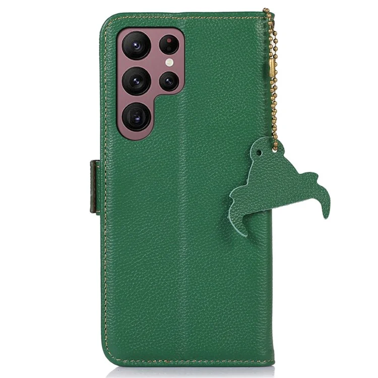 Para Samsung Galaxy S24 Ultra Case RFID Blocking Wallet Stand Cell Phone Cover - Verde