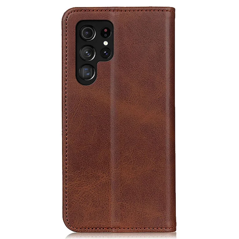 For Samsung Galaxy S24 Ultra Case Anti-Scratch Wallet Shell Stand Split Leather Mobile Phone Cover - Coffee