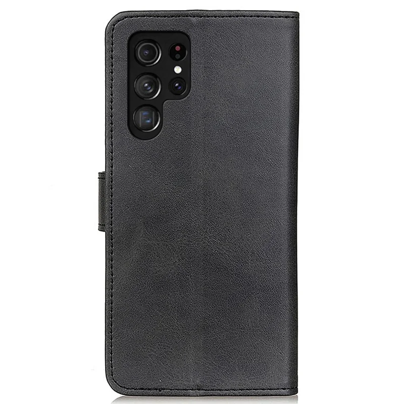 Wallet Stand Leather Cover for Samsung Galaxy S24 Ultra Case Cowhide Texture Phone Shell - Black