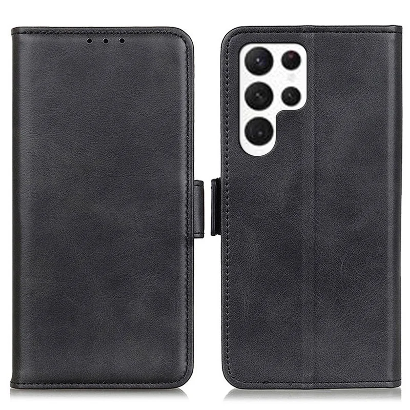 For Samsung Galaxy S24 Ultra Case Drop Protection PU Leather Wallet Stand Phone Cover - Black