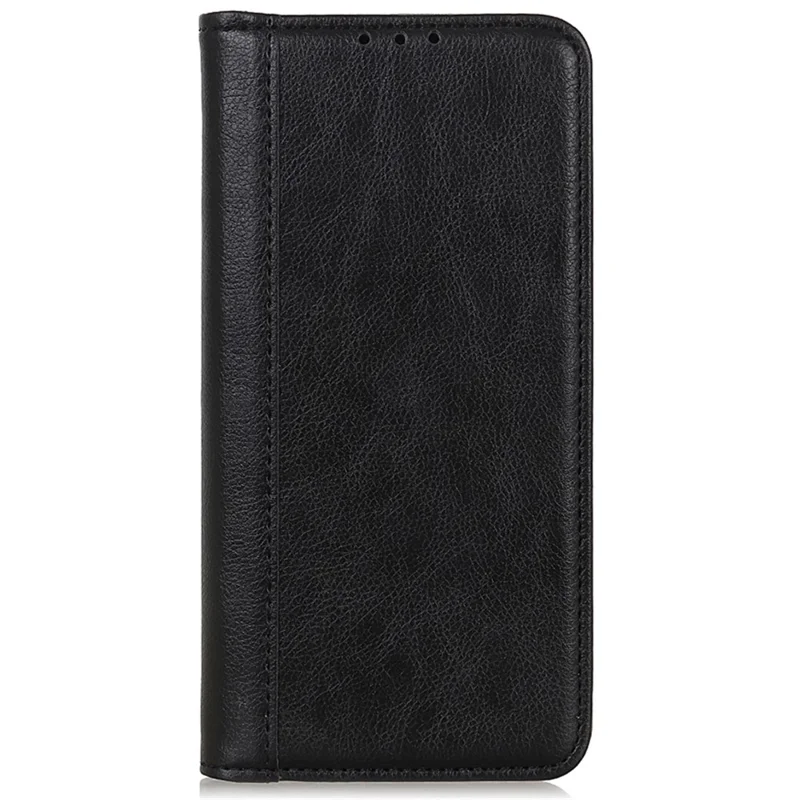 For Samsung Galaxy S25+ / S24+ Case Split Leather Wallet Stand Phone Cover with Litchi Texture - Black