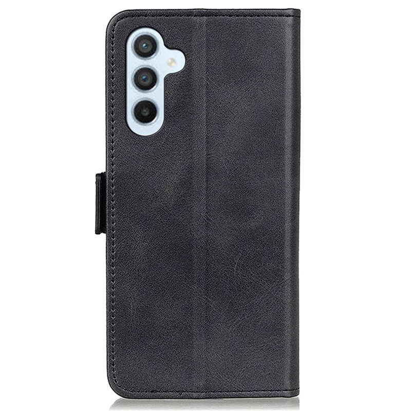 Fodral för Samsung Galaxy S25 / S24, ställfodral i PU-läder med struktur av nubuck, plånboksdesign - Svart