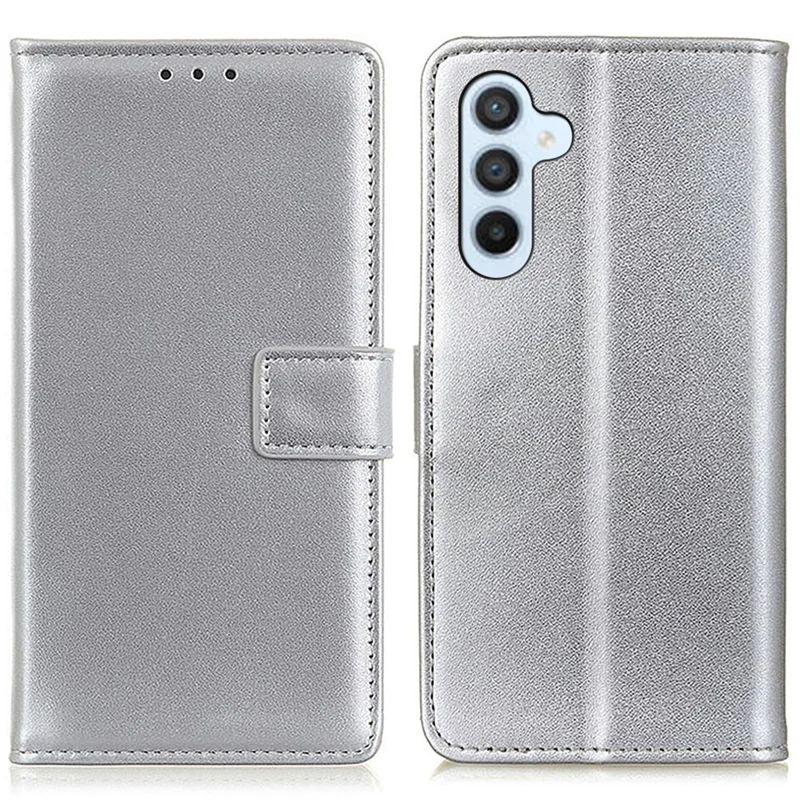 Phone Shell for Samsung Galaxy S25+ / S24+ Case PU Leather Stand Phone Cover Wallet - Silver