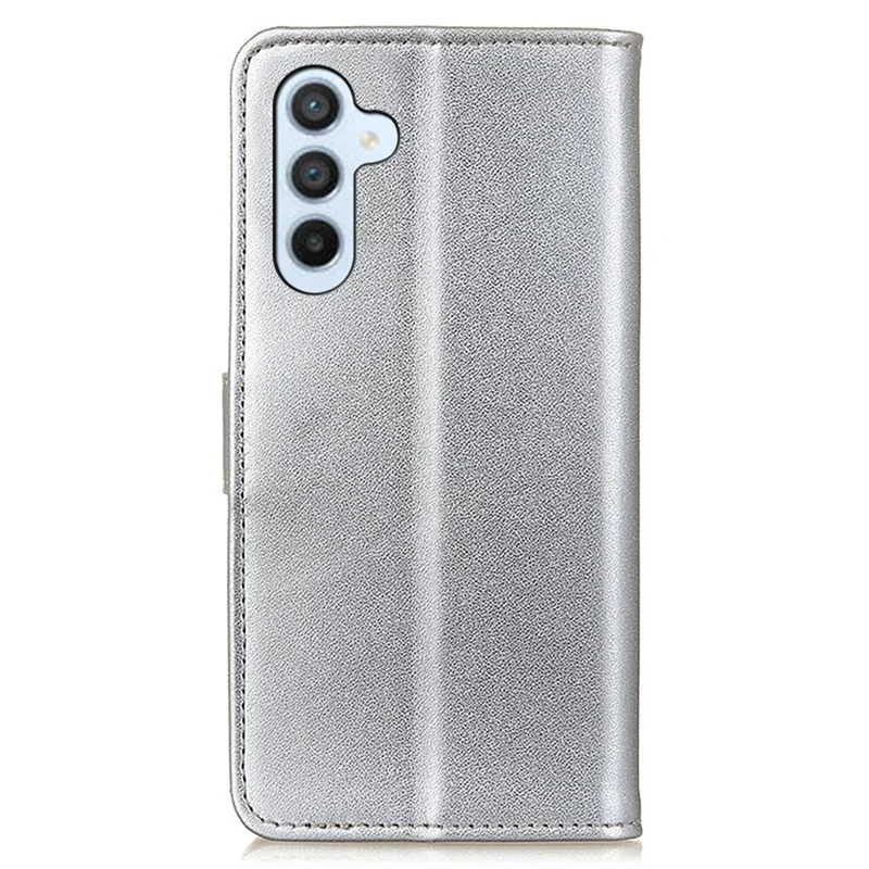 Phone Shell for Samsung Galaxy S25+ / S24+ Case PU Leather Stand Phone Cover Wallet - Silver