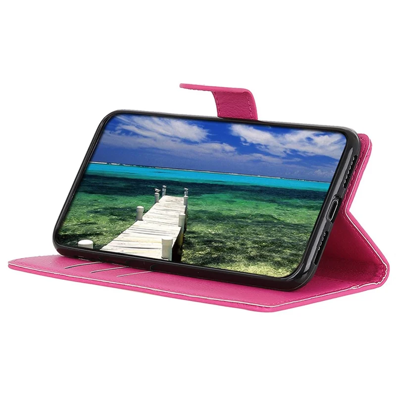 For Samsung Galaxy S25+ / S24+ Case PU Leather Phone Stand Cover Wallet Litchi Texture Phone Shell - Rose