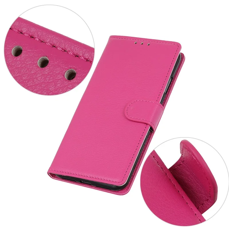 For Samsung Galaxy S25+ / S24+ Case PU Leather Phone Stand Cover Wallet Litchi Texture Phone Shell - Rose