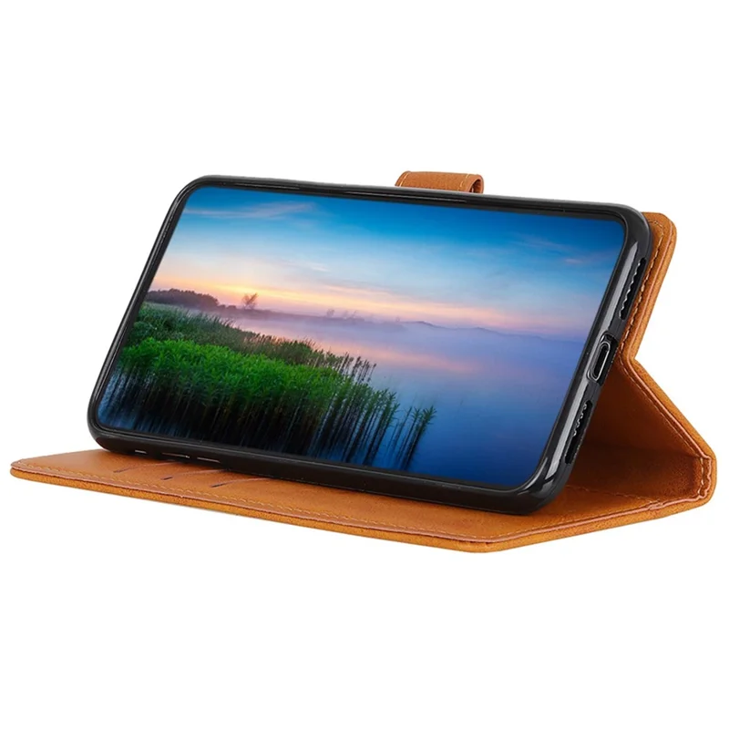 For Samsung Galaxy S25+ / S24+ Case Cowhide Texture Wallet Stand Cover PU Leather Phone Shell - Brown