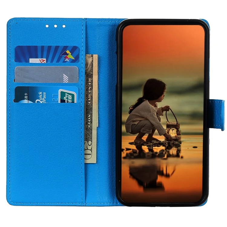 Для Samsung Galaxy S25 / S24 Case PU Кожаный Litchi Текстура Телефон Стенд Обложка Бумажник - Синий