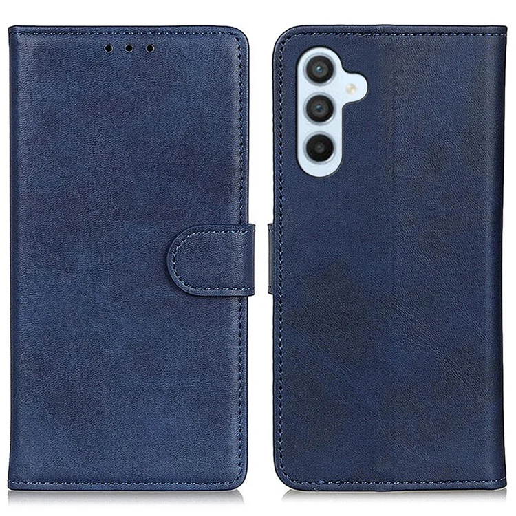 Para Samsung Galaxy S25 / S24 Caso de Telefone de Couro PU Textura de Couro de Vaca Capa Carteira Stand - Azul