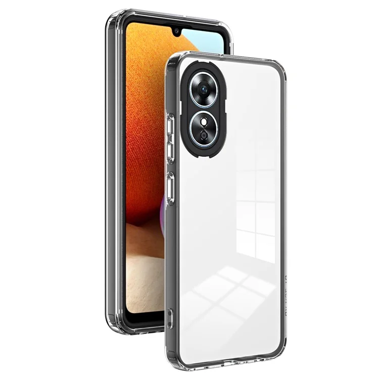 Für Oppo A98 5G Hülle TPU+PC Linsenschutz Stoßfest Klare Handyhülle - Schwarz