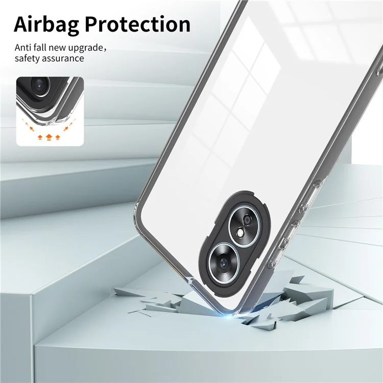 Für Oppo A98 5G Hülle TPU+PC Linsenschutz Stoßfest Klare Handyhülle - Schwarz