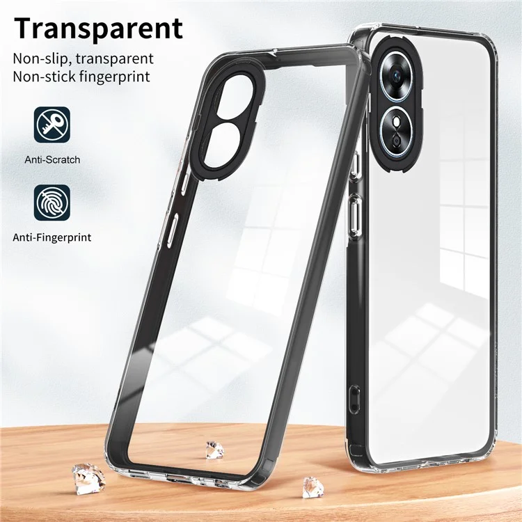 Für Oppo A98 5G Hülle TPU+PC Linsenschutz Stoßfest Klare Handyhülle - Schwarz