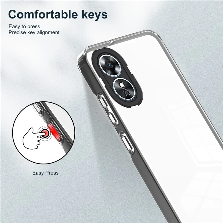 Für Oppo A98 5G Hülle TPU+PC Linsenschutz Stoßfest Klare Handyhülle - Schwarz