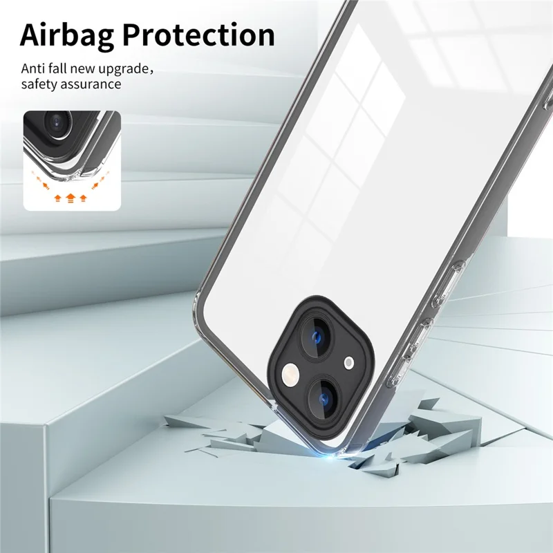 For iPhone 15 Case TPU+PC Clear Back Lens Protection Cellphone Cover - Black