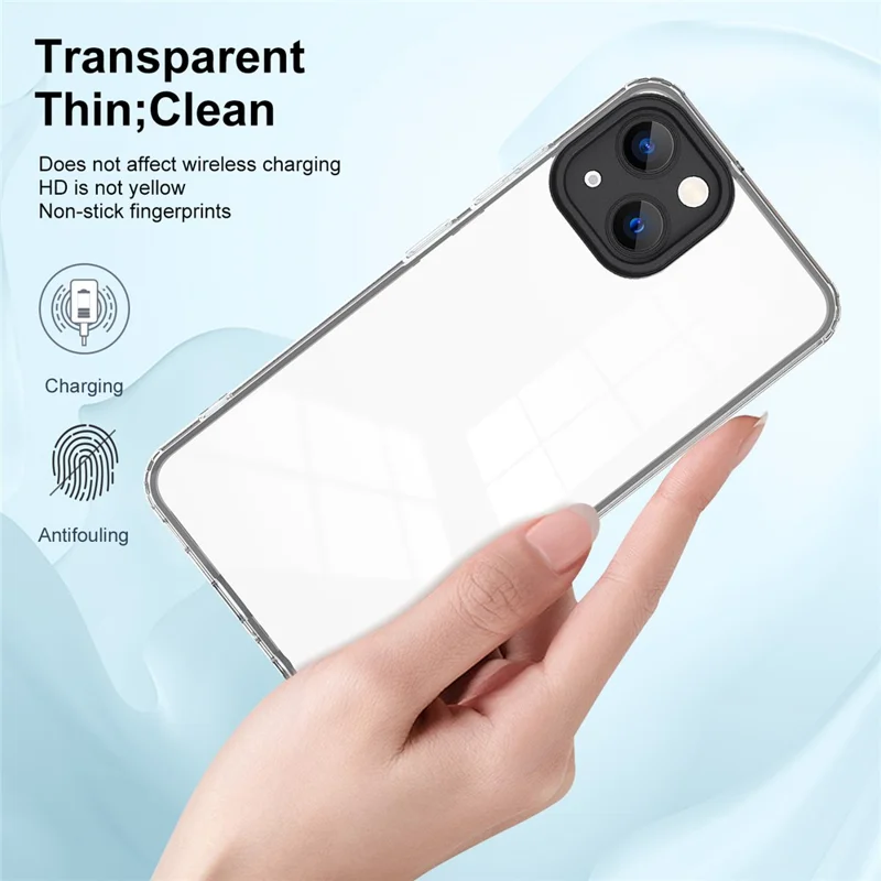 For iPhone 15 Case TPU+PC Clear Back Lens Protection Cellphone Cover - Black