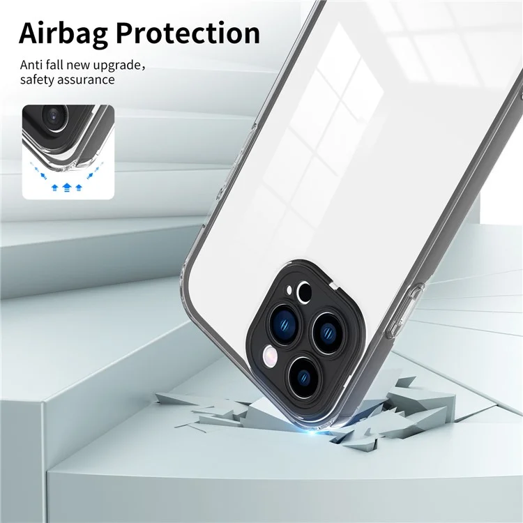 Para iPhone 15 Pro Case TPU+PC Color Frame Anti-scratch Clear Phone Cover - Preto