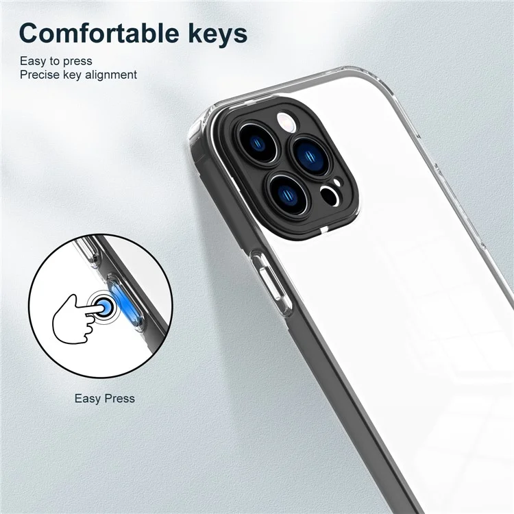 Para iPhone 15 Pro Case TPU+PC Color Frame Anti-scratch Clear Phone Cover - Preto