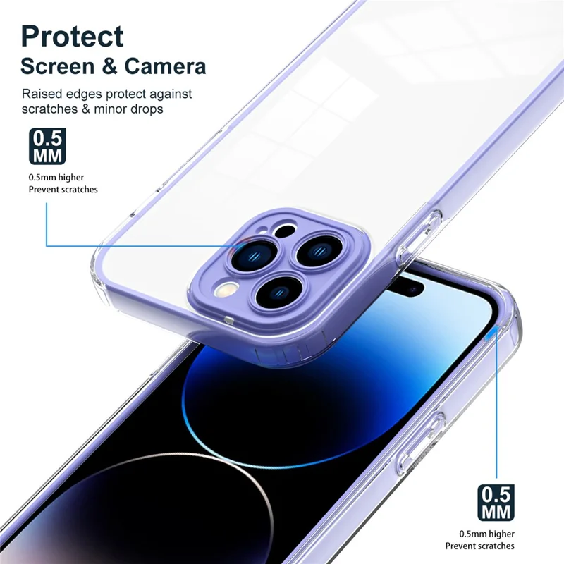 For iPhone 15 Pro Max Case TPU + PC Transparent Smartphone Anti-drop Cover - Purple