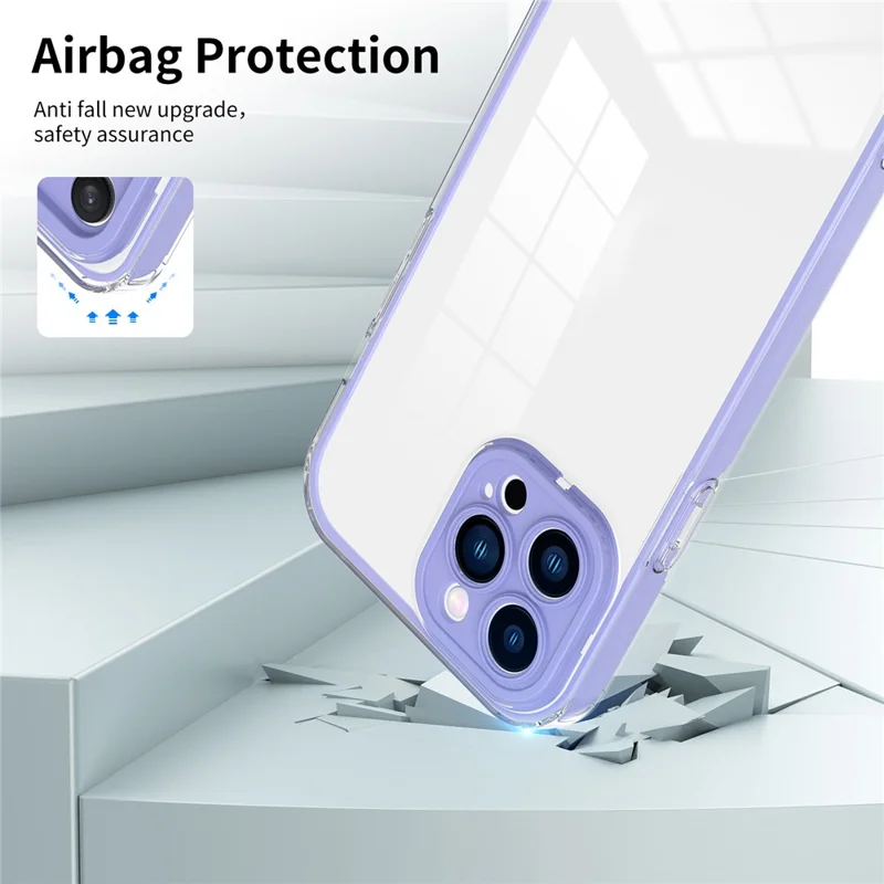 For iPhone 15 Pro Max Case TPU + PC Transparent Smartphone Anti-drop Cover - Purple