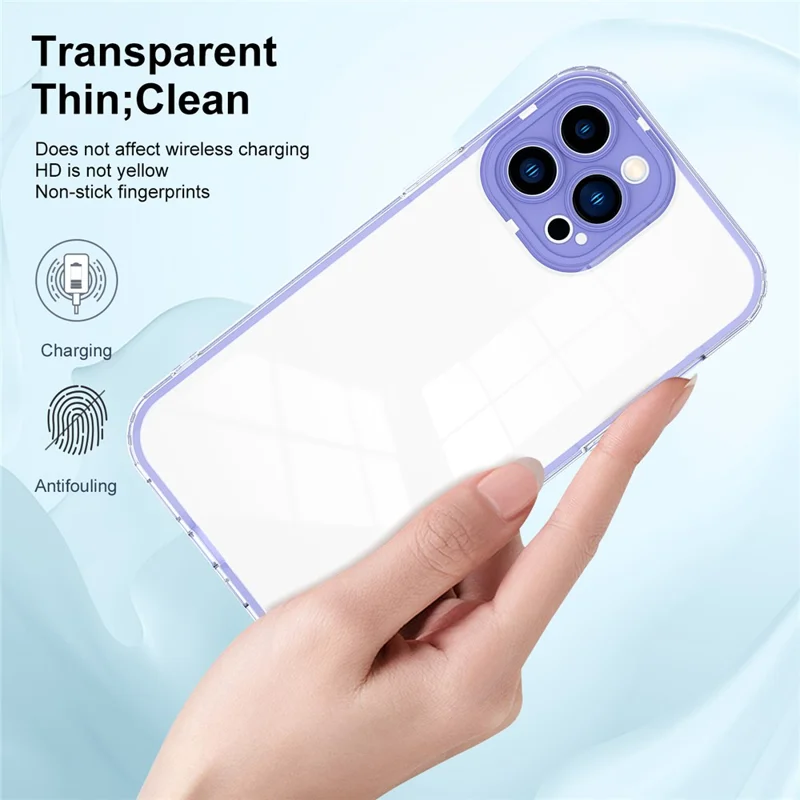 For iPhone 15 Pro Max Case TPU + PC Transparent Smartphone Anti-drop Cover - Purple