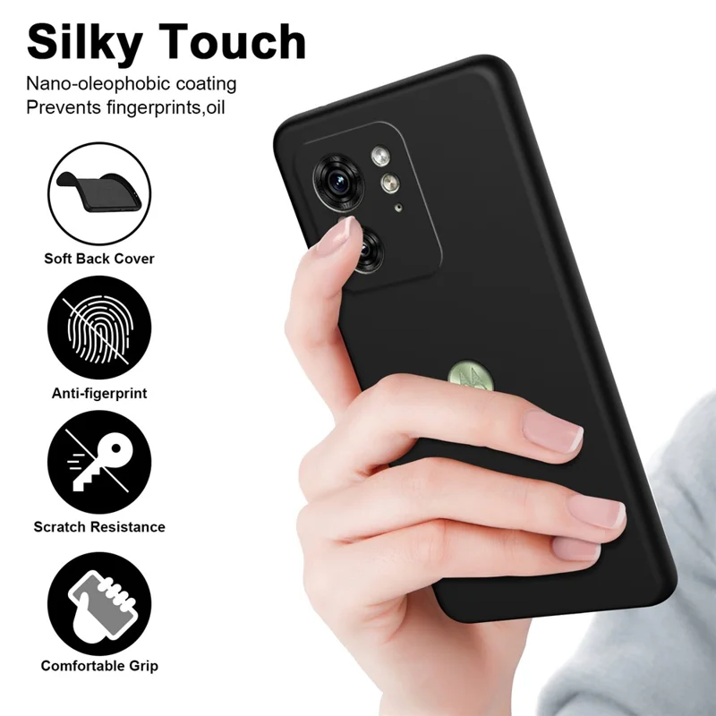 For Motorola Edge 40 5G Case 2.2mm Thickness Fiber Lining TPU Phone Cover - Black