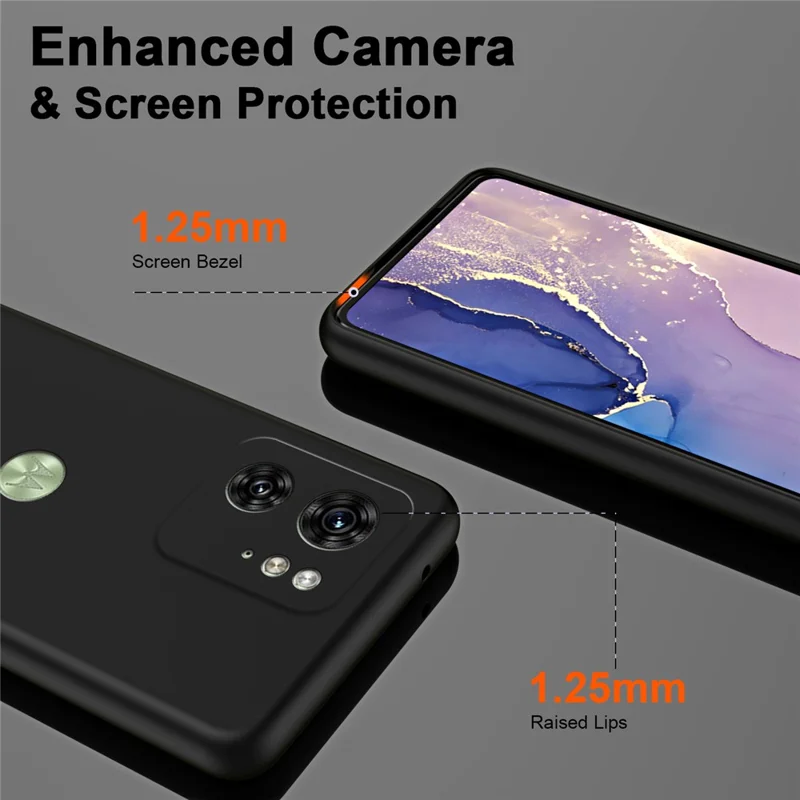 For Motorola Edge 40 5G Case 2.2mm Thickness Fiber Lining TPU Phone Cover - Black