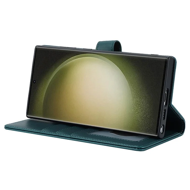 For Samsung Galaxy S23 Ultra Case Detachable PU Wallet Phone Case Compatible with MagSafe - Green
