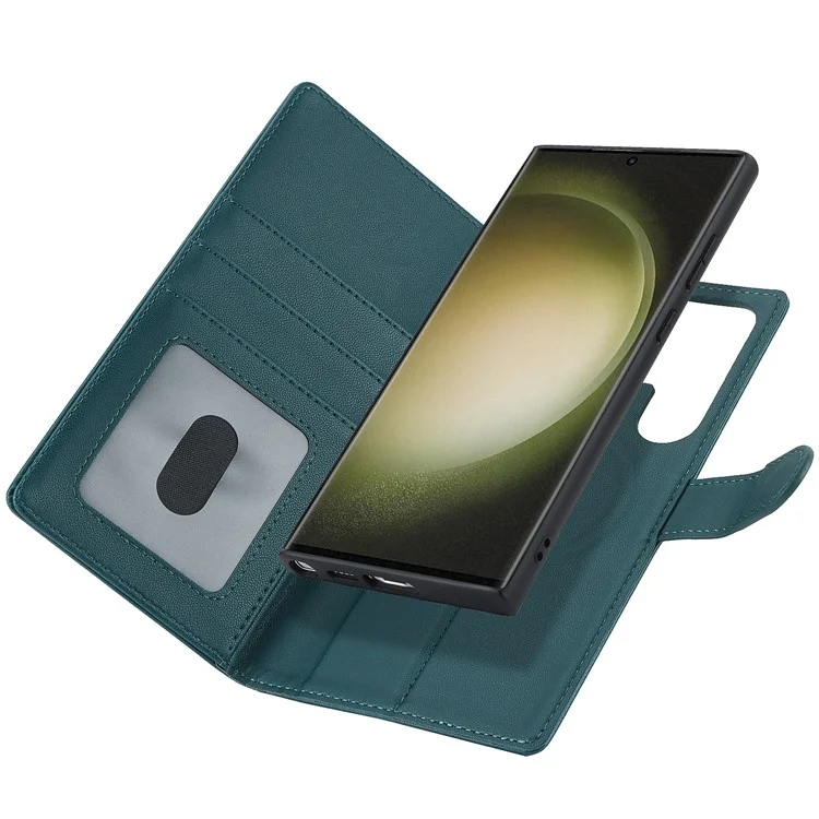 For Samsung Galaxy S23 Ultra Case Detachable PU Wallet Phone Case Compatible with MagSafe - Green