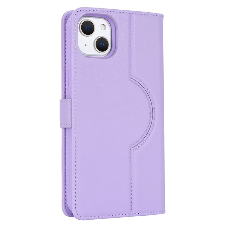 For iPhone 14 / 13 6.1 inch Case Anti-Drop Detachable PU Phone Cover Compatible with MagSafe - Purple