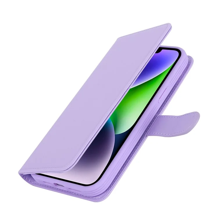For iPhone 14 / 13 6.1 inch Case Anti-Drop Detachable PU Phone Cover Compatible with MagSafe - Purple