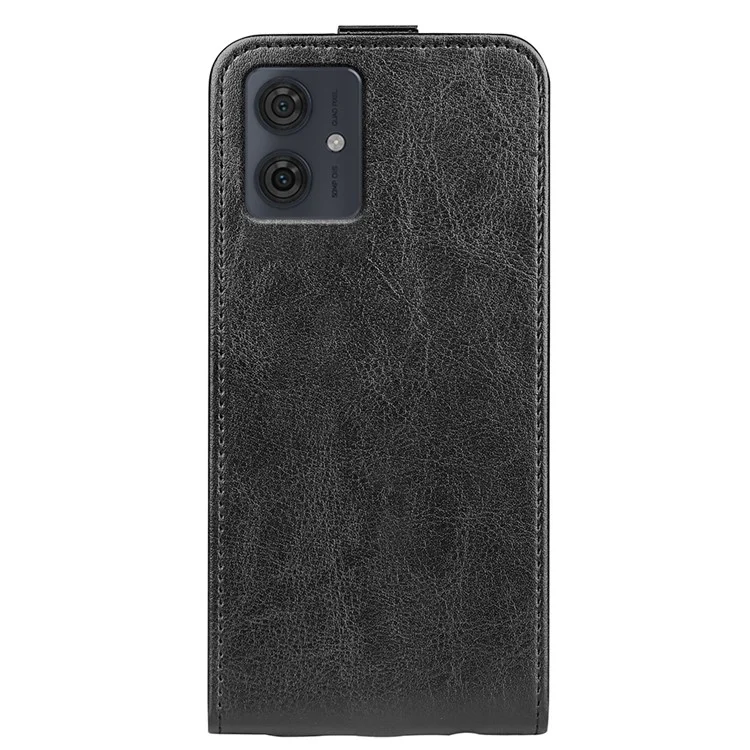 Capa de Telefone para Motorola Moto G54 5G Vertical Flip Phone Shell Crazy Horse Texture Cover - Preto