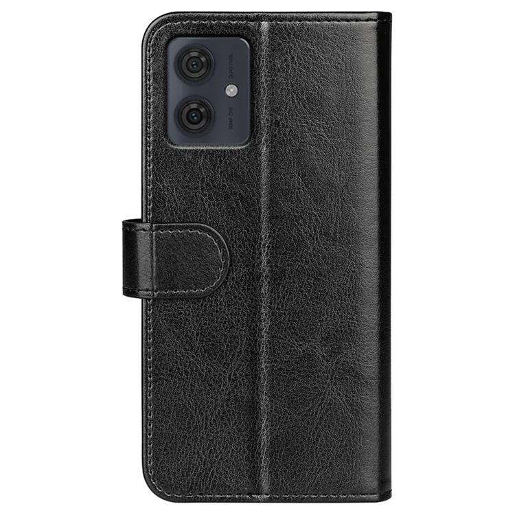 Per Motorola Moto G54 5G Case PU Custodia in Pelle Texture a Cavallo Pazzo Supporto per Telefono e Portafoglio - Nero