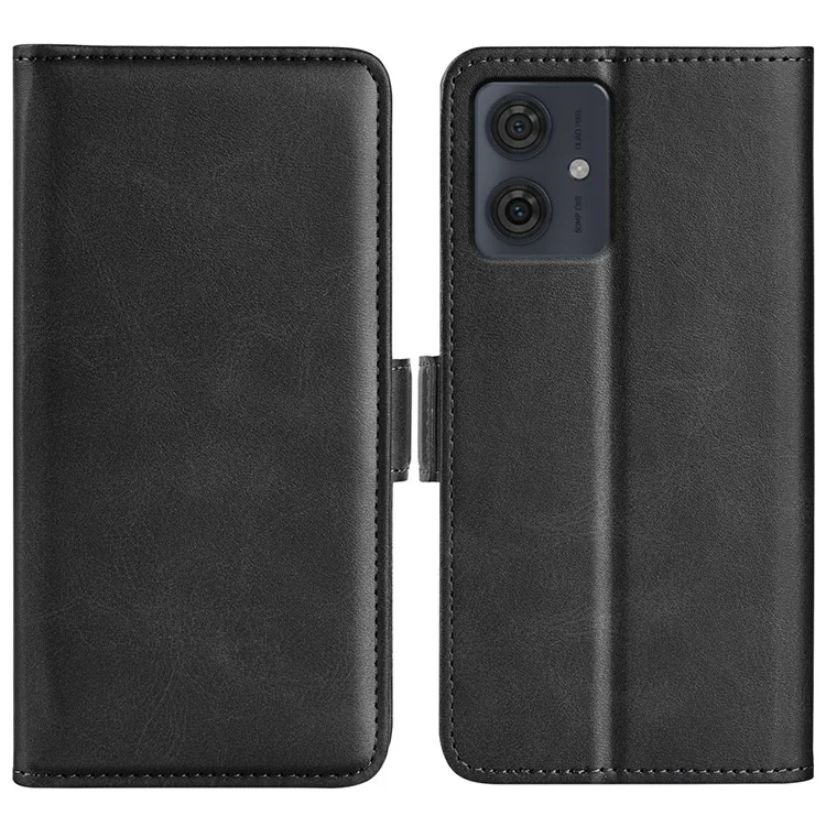 Para o Motorola Moto G54 5G Case Calf Texture Phone Stand Cover PU Leather Wallet - Preto