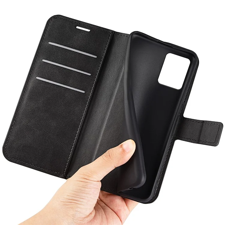 Per Motorola Moto G54 5G Case Stand PU Leather Calf Texture Phone Cover Wallet - Nero